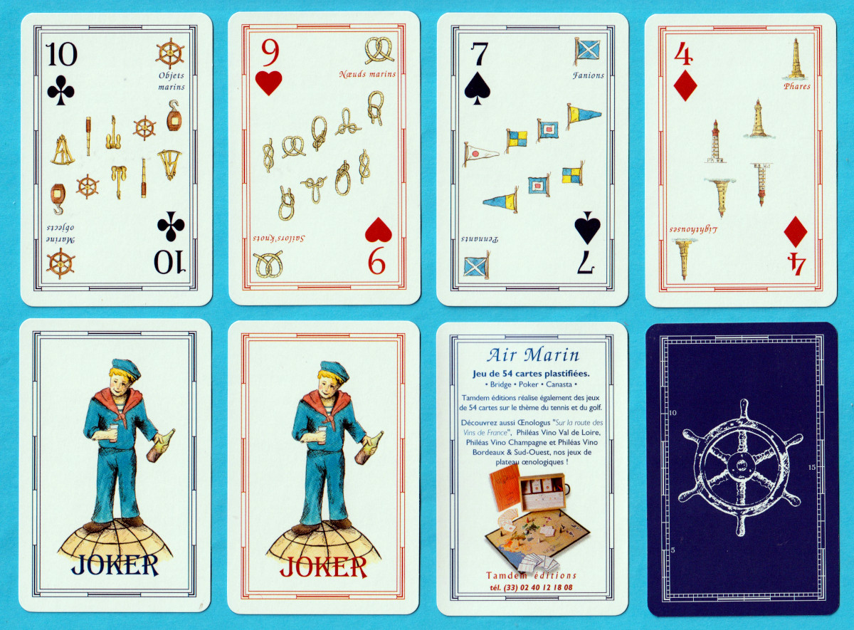 Air Marin nautically themed playing cards published by Tamdem Editions, Nantes, France, c.2000