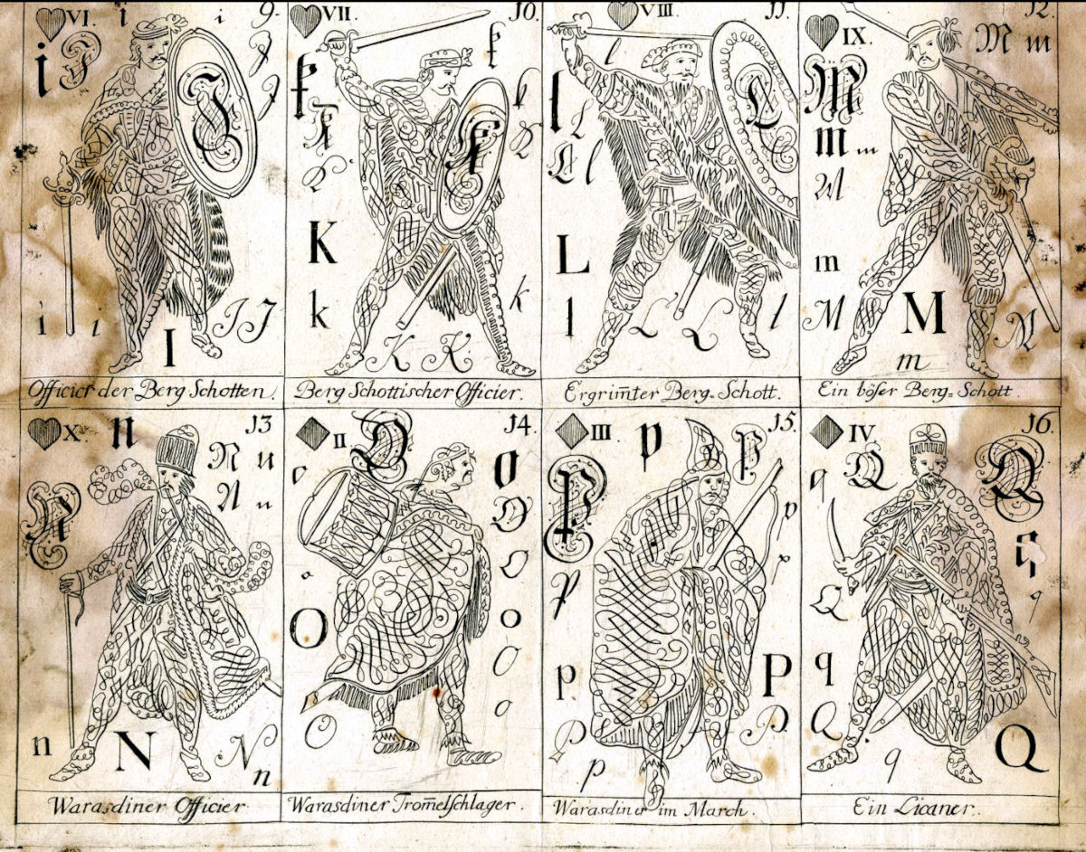 Calligraphy Card Game by Johann Christoph Albrecht, 1769. © The Trustees of the British Museum