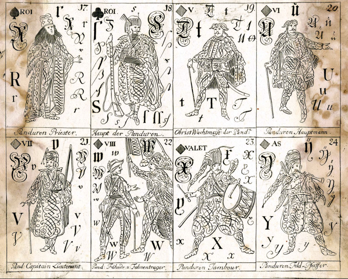 Calligraphy Card Game by Johann Christoph Albrecht, 1769. © The Trustees of the British Museum