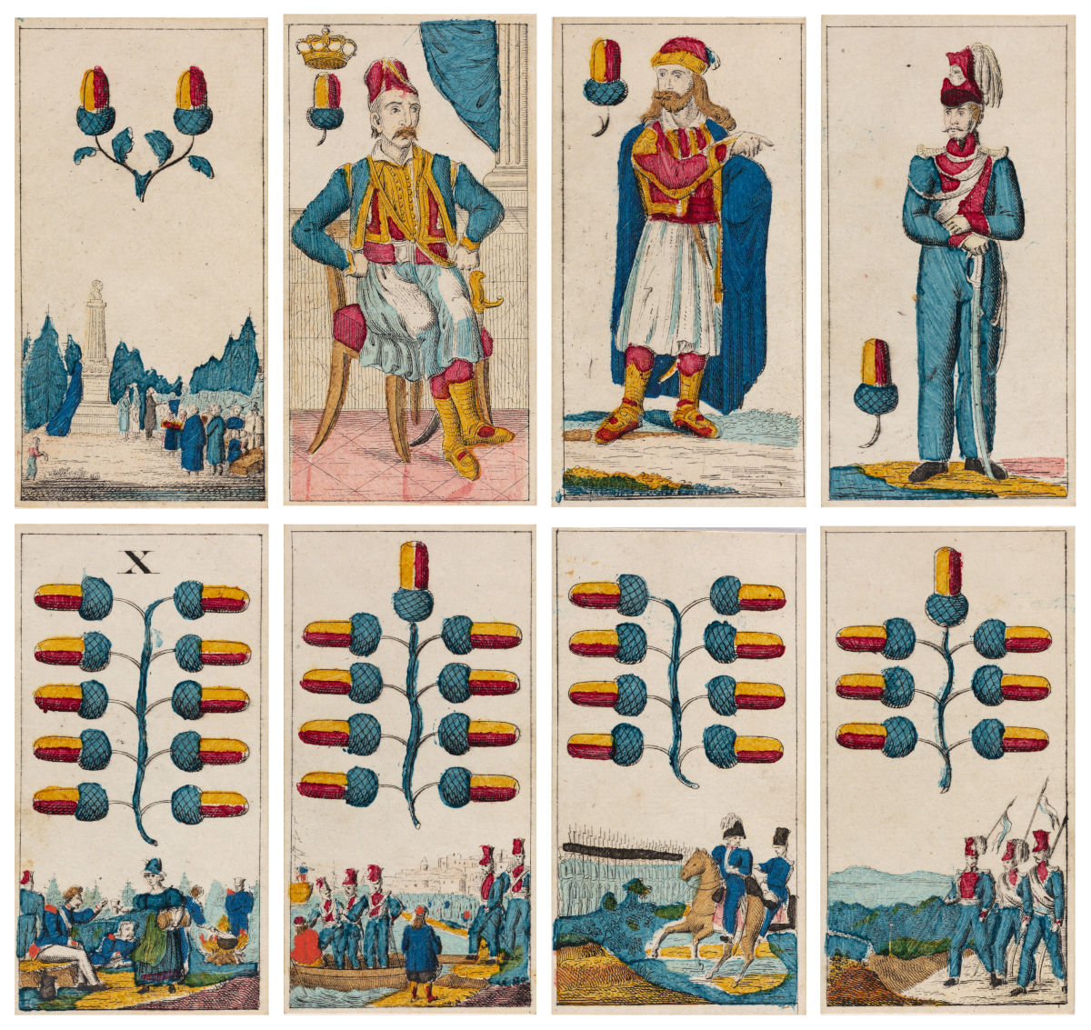 Bayerische Spielkarten König Otto von Griechenland 1840. Münchner Stadtmuseum Inventarnummer A-Ic/137.1-36