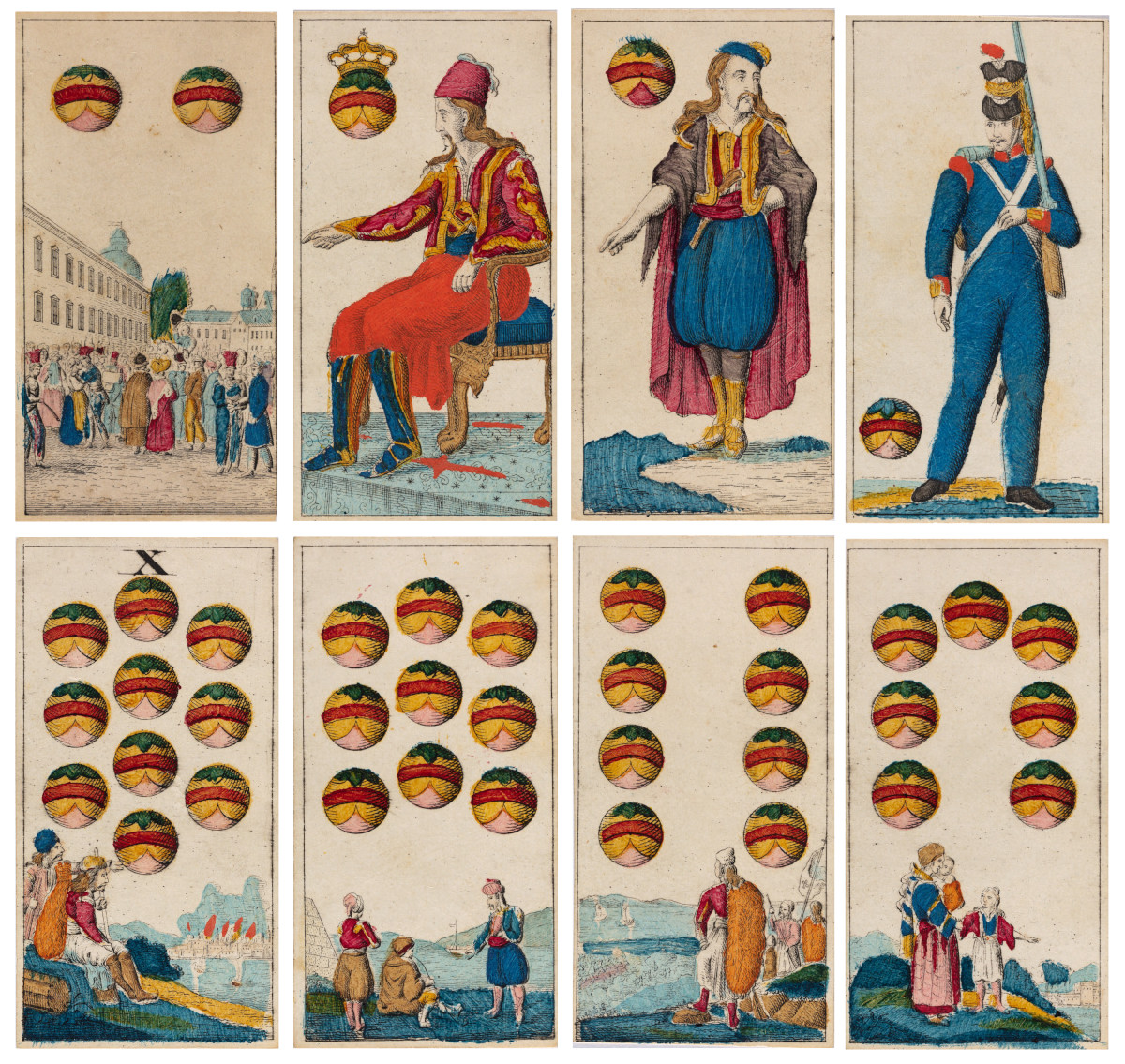 Bayerische Spielkarten König Otto von Griechenland 1840. Münchner Stadtmuseum Inventarnummer A-Ic/137.1-36
