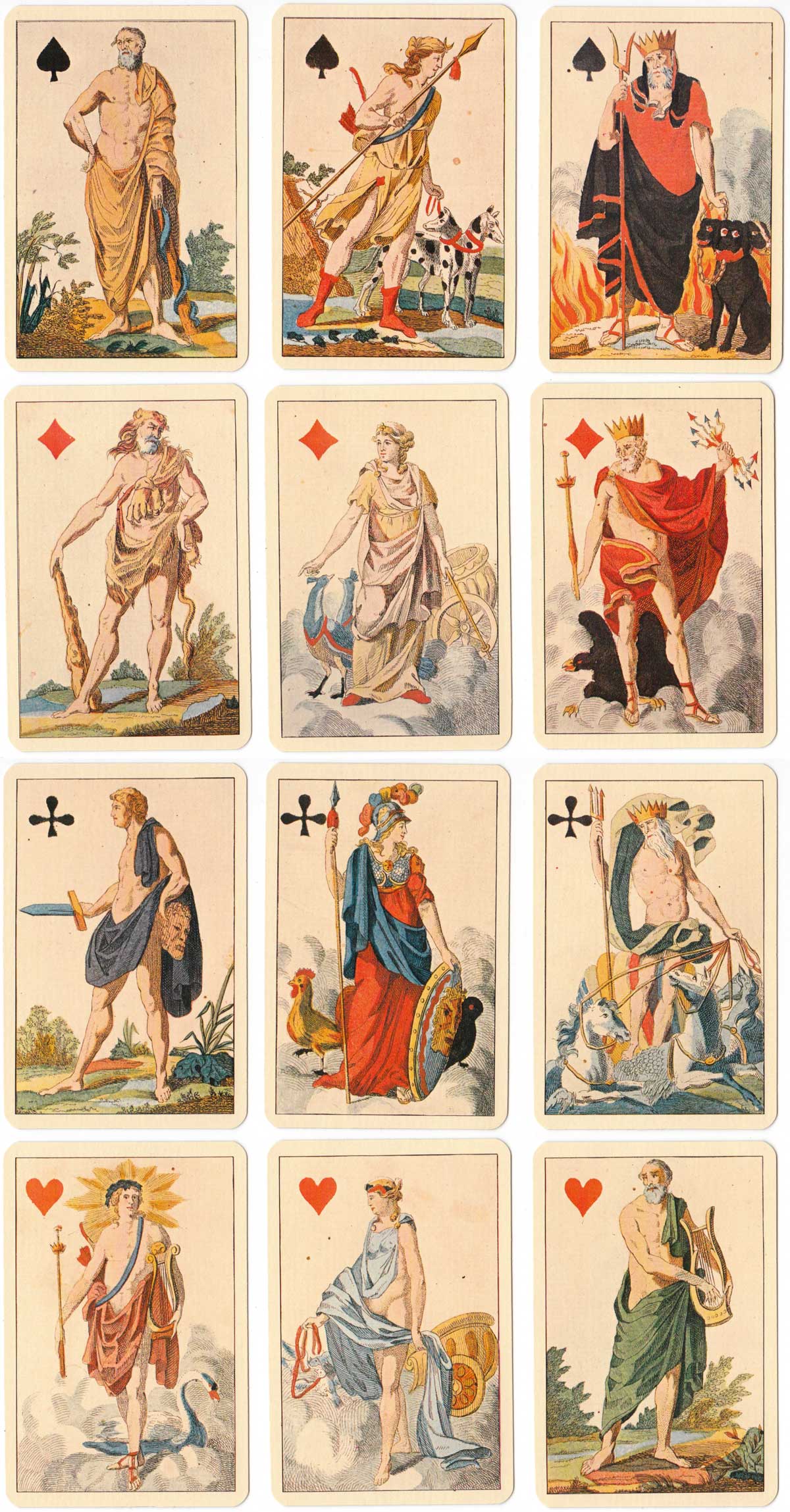 facsimile of “Antike Götter” playing cards first published by C. A. Müller, Berlin, 1830