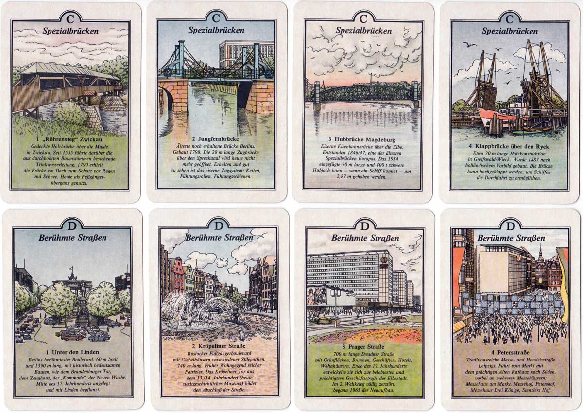 “Historische Verkehrswege” quartet game published by Verlag für Lehrmittel Pössneck, 1988 “Historische Verkehrswege” quartet game published by Verlag für Lehrmittel Pössneck, 1988