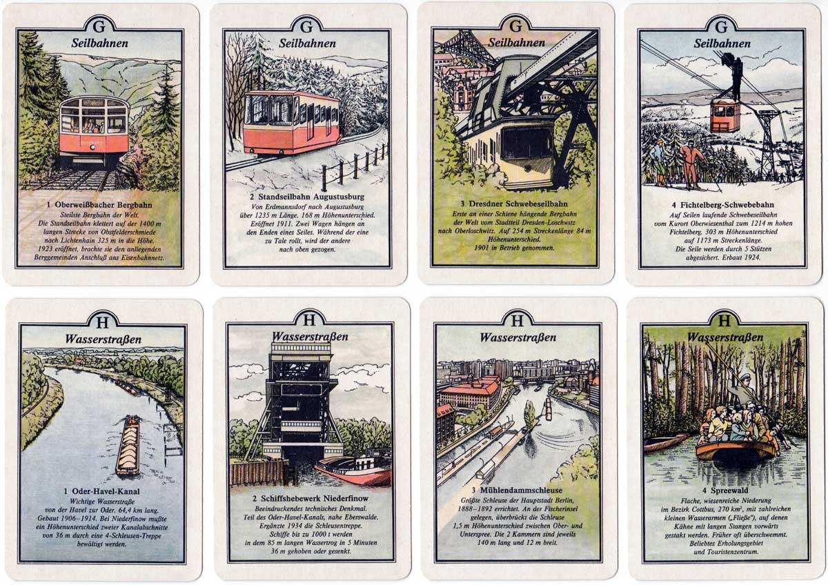 “Historische Verkehrswege” quartet game published by Verlag für Lehrmittel Pössneck, 1988 “Historische Verkehrswege” quartet game published by Verlag für Lehrmittel Pössneck, 1988