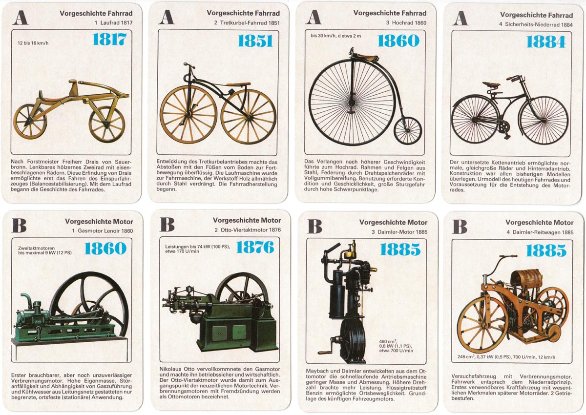 Geschichte des Motorrades quartet published by Verlag für Lehrmittel Pössneck, 1989