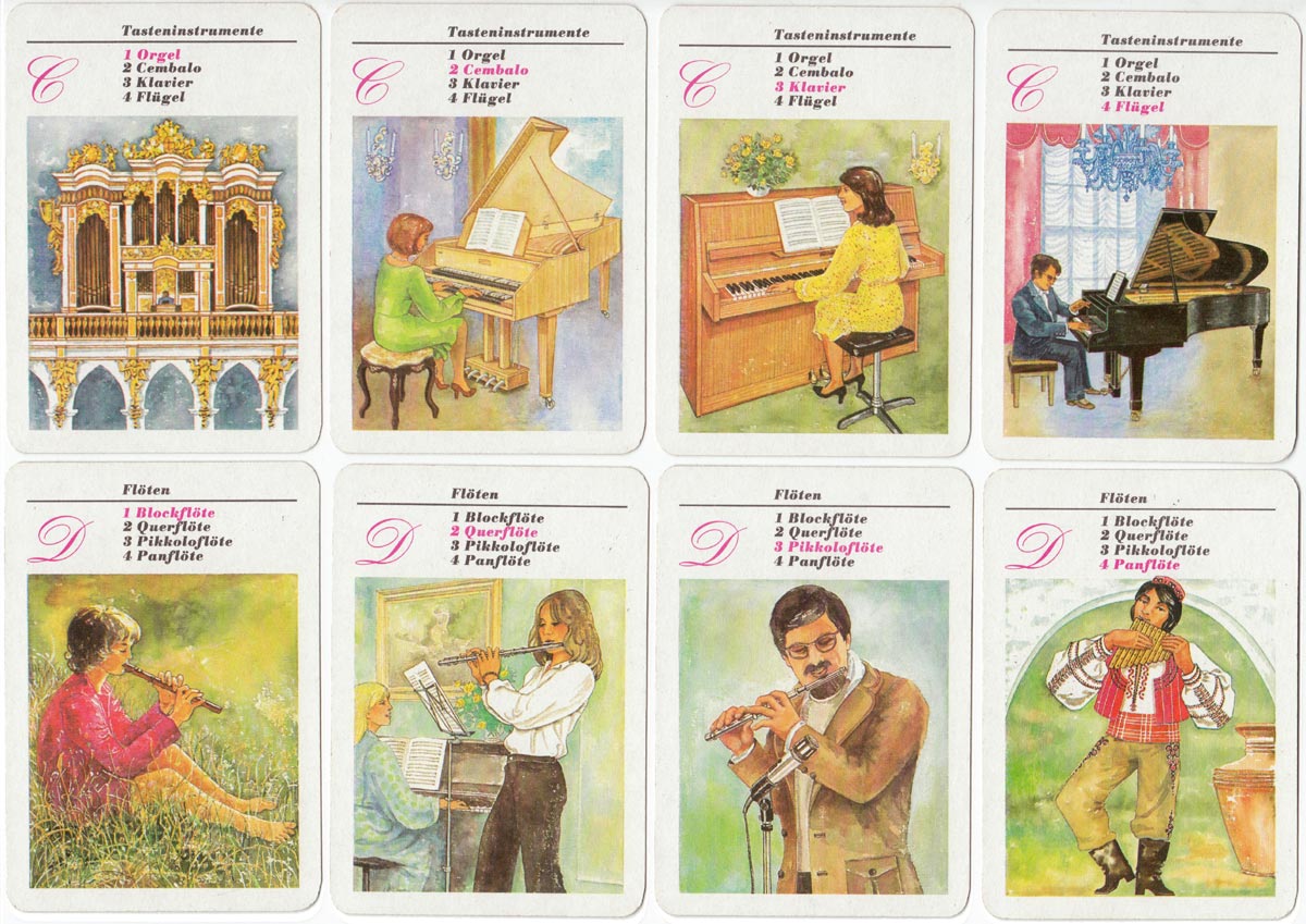 Musikinstrumente quartet game published by Verlag für Lehrmittel, Pössneck, 1984