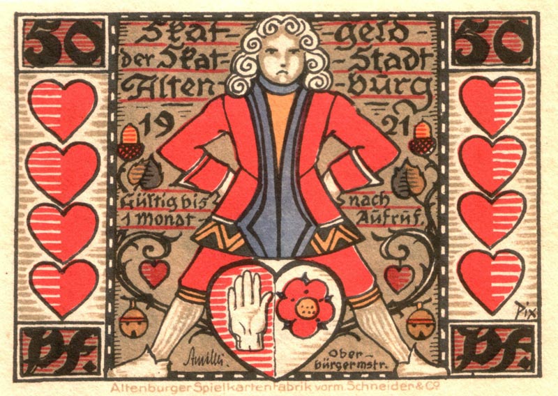 “Skatgeld der Stadt Altenburg” emergency money of 1921 designed by Otto Pech