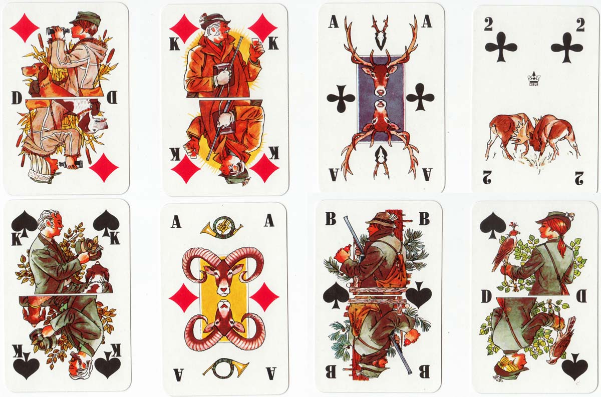 French-suited hunting themed deck made by VEB Altenburg, 1980