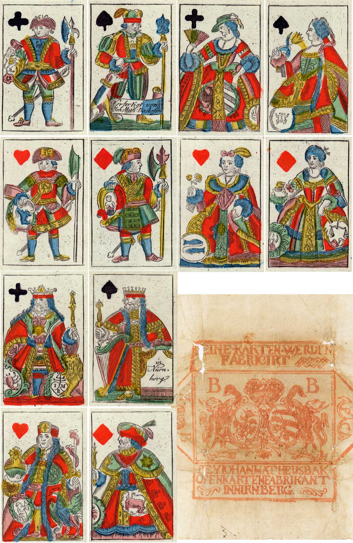 deck manufactured by Johann Matheus Backofen, Nürnberg c.1800 deck manufactured by Johann Matheus Backofen, Nürnberg c.1800
