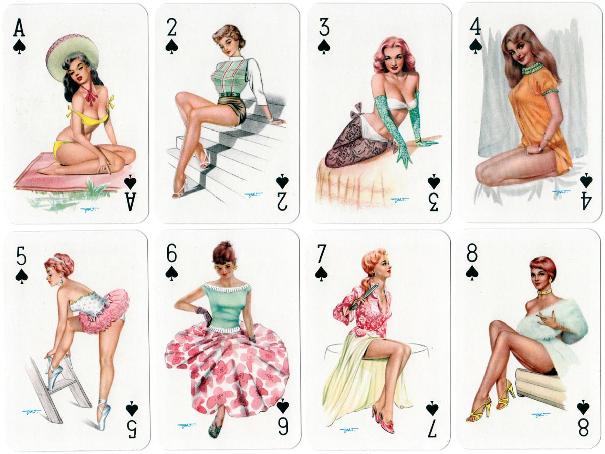 Darling pin-up playing cards designed by Heinz Villiger, 1955