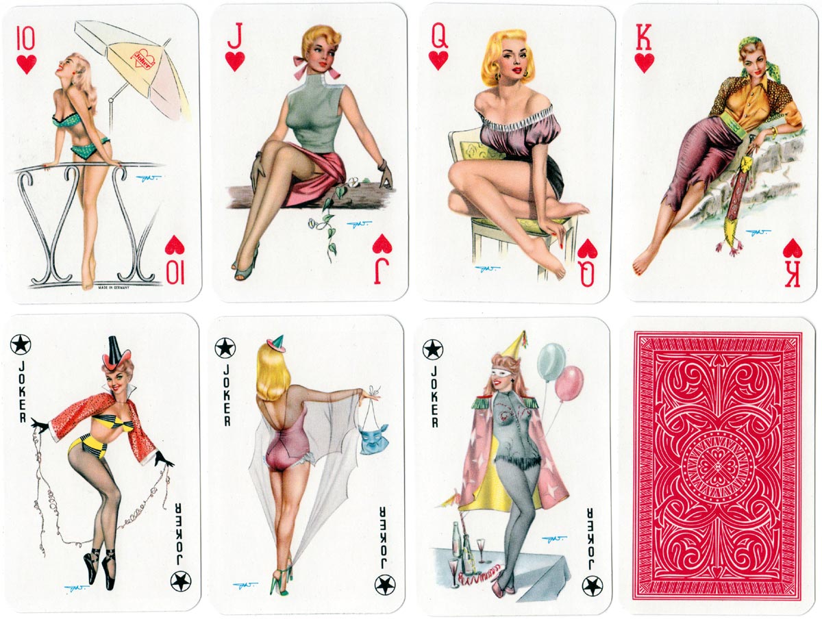 Darling pin-up playing cards designed by Heinz Villiger, c.1950s-60s