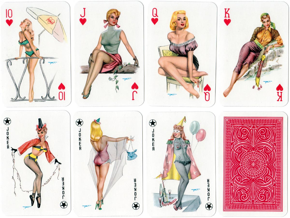 Darling pin-up playing cards designed by Heinz Villiger, 1955