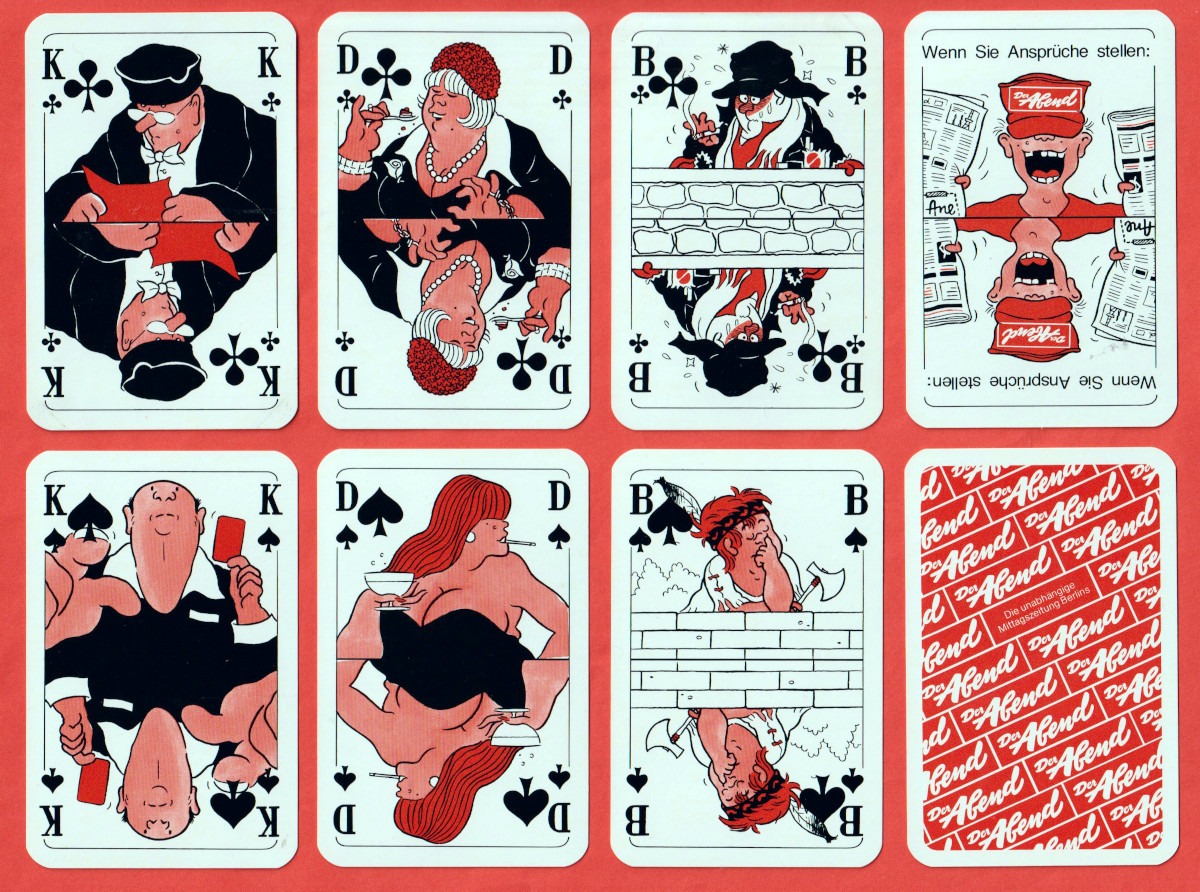 Der Abend advertising playing cards designed by Aribert Nesslinger, printed by Bielefelder Spielkarten GmbH, Bielefeld, Germany, 1978
