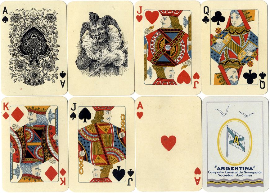 Dondorf Poker-Karte No. 195, re-issued as Poker No. 140 for the Argentina Compañia General de Navegación Sociedad Anónima