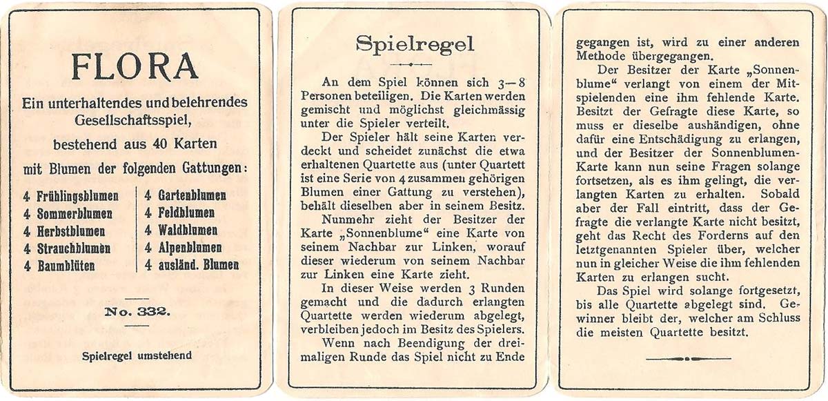 Instructions from Dondorf ‘Flora’, c.1905 Instructions from Dondorf ‘Flora’, c.1905