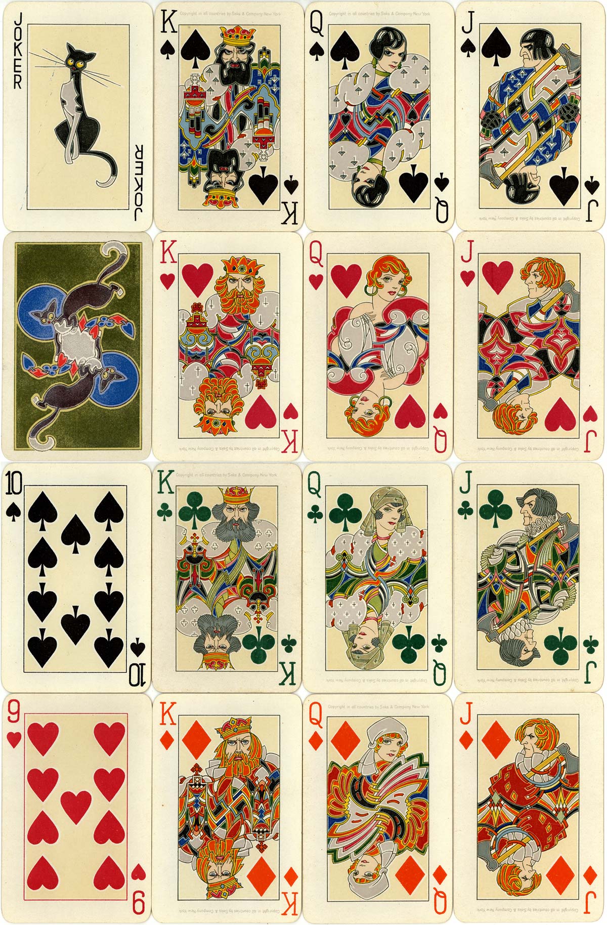 promotional playing cards printed by Dondorf for Saks & Company, New York, late 1920s