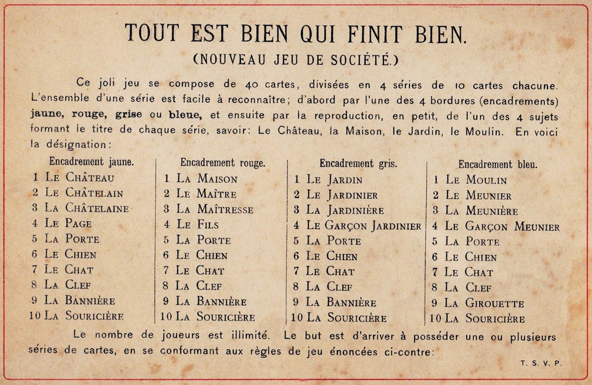 ‘Tout Est Bien Qui Finit Bien’ family card game by Dondorf, No.323