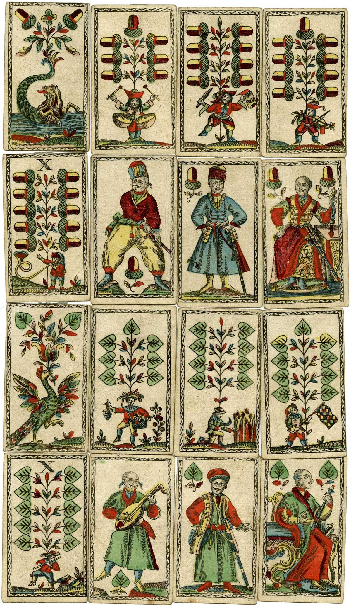 Andreas Benedict Göbl, Munich, piquet pack of 32 illustrated playing-cards, late 18th century © The Trustees of the British Museum