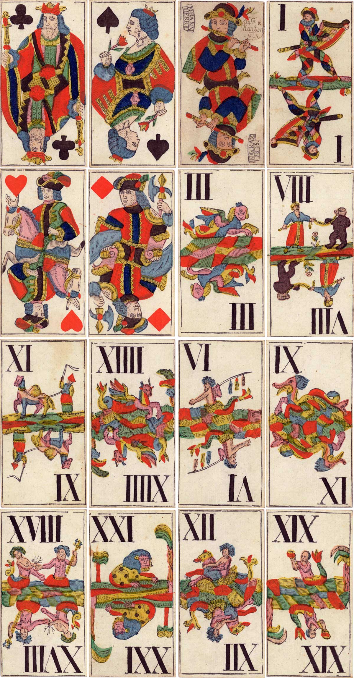 Tarock deck made by Johann Herrl in Graz 1815