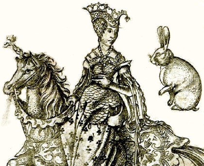 Detail from Queen of Hares, Master PW Circular Playing Cards, c.1500