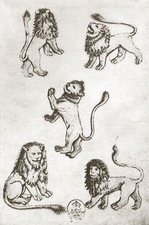 five of lions by the Master of the Playing Cards