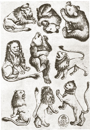 nine of wild animals by the Master of the Playing Cards