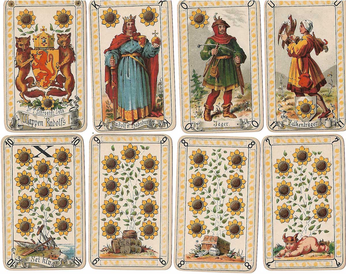 Neue Deutsche Spielkarte (New German playing cards) conceived by Dr. Timon Schroeter, 1883