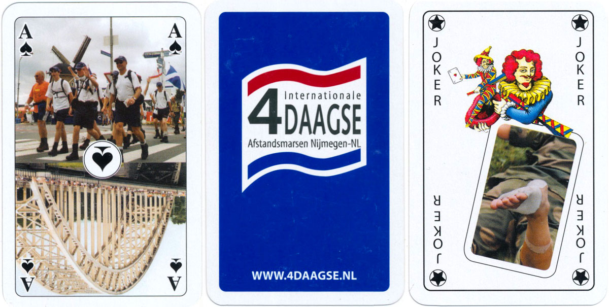 Dutch pattern playing cards promoting the annual International Four Days of Walking Event held in Holland, made in Germany by Nürnberger-Spielkarten-Verlag GmbH, 2016