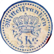 8Kr tax stamp from Narren-Karte by Christian Heinrich Reuter, Nürnberg, c.1860