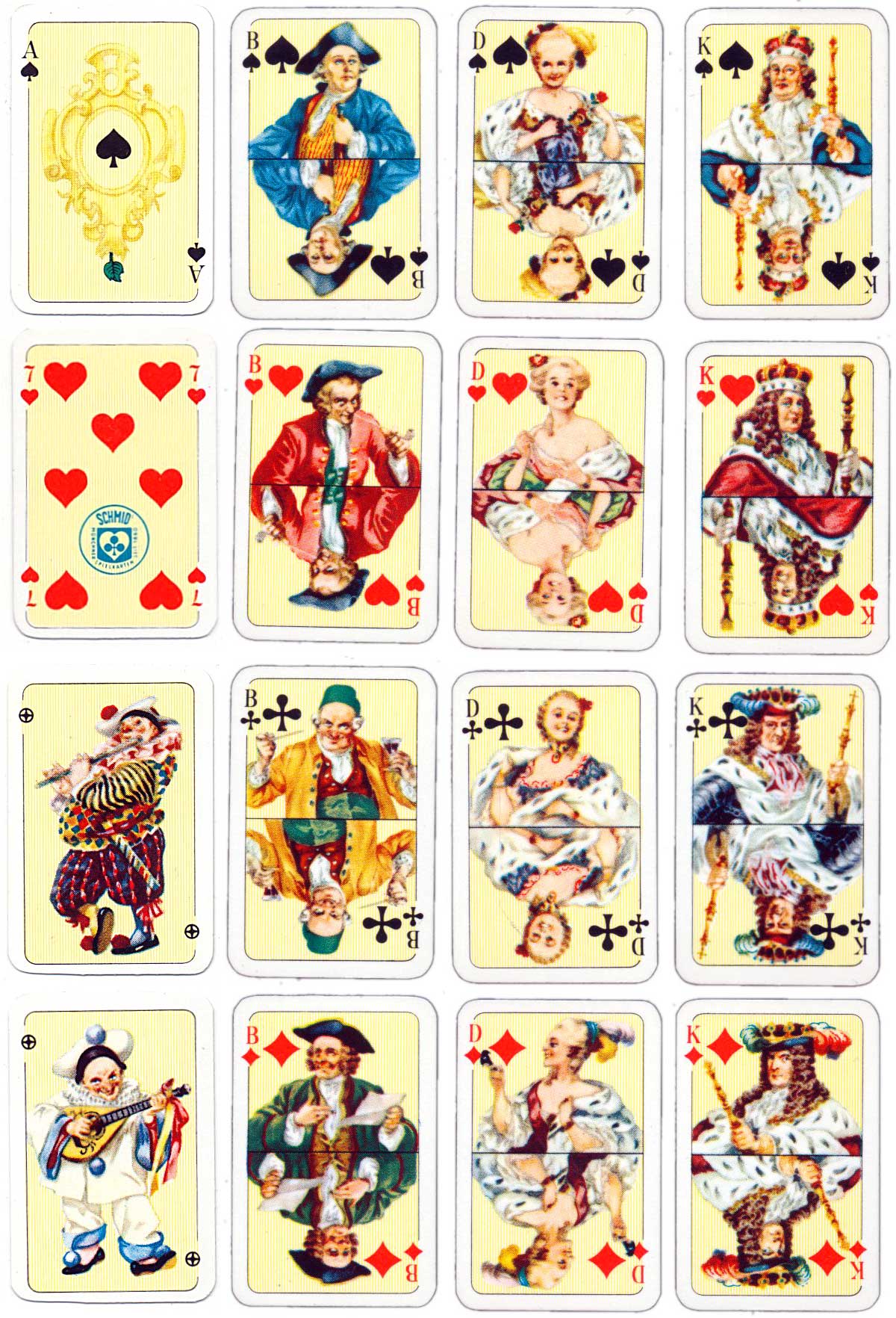 Miniature Patience playing cards published by F. X. Schmid, c.1970