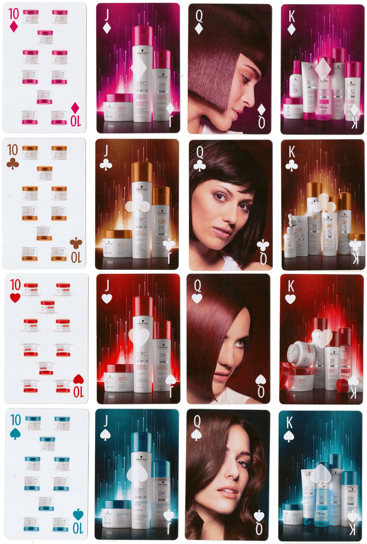 Schwarzkopf BC Bonacure playing cards promoting the ultimate hair perfection