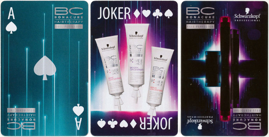 Schwarzkopf BC Bonacure playing cards promoting the ultimate hair perfection