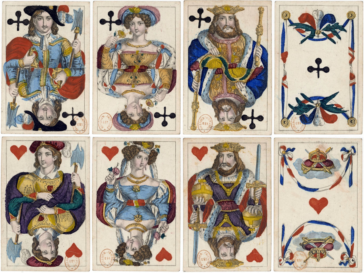 North German pattern with decorative 'French' aces by Johann Anton Steinberger, 1820. Source gallica.bnf.fr / BnF