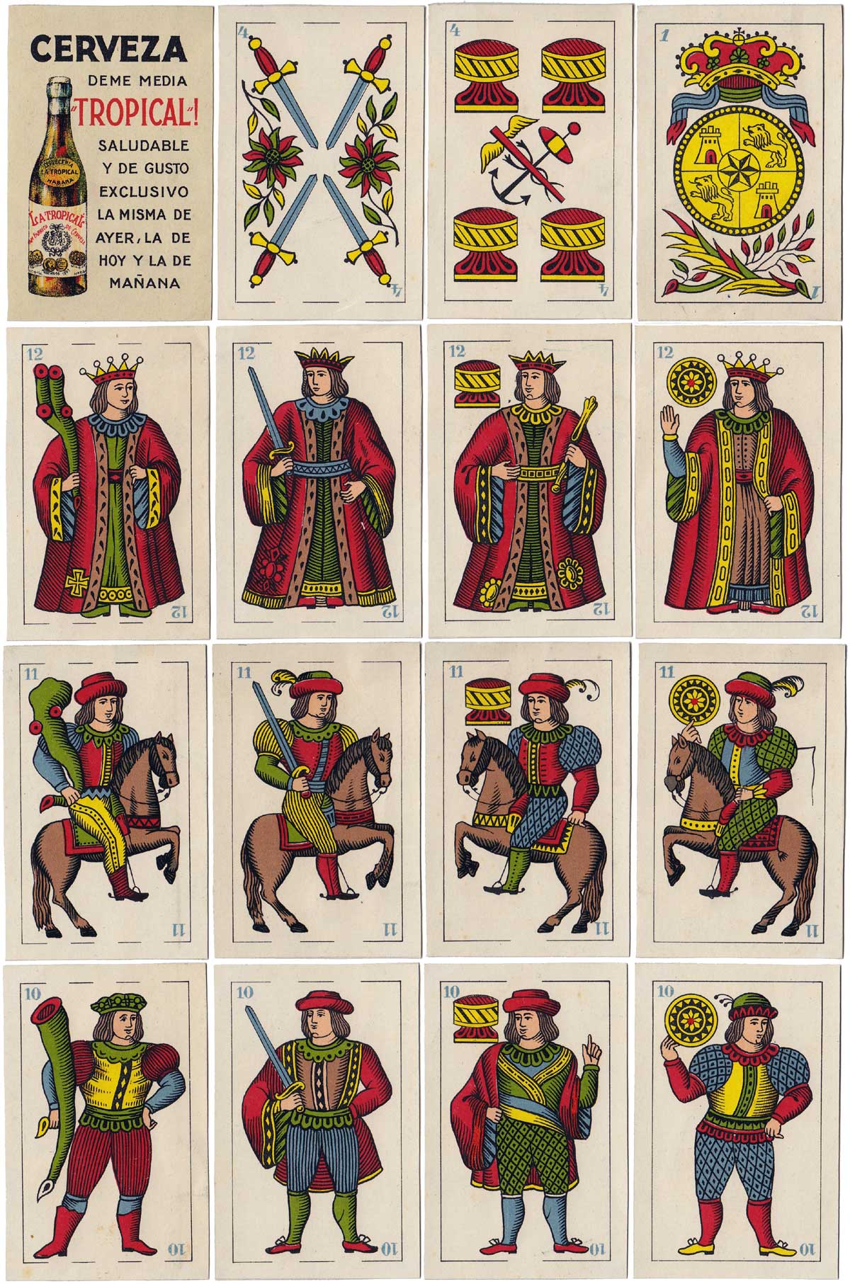 Wüst Spanish pattern deck for export to Cuba c.1910-1920, advertising ‘Tropical’ beer Wüst Spanish pattern deck for export to Cuba c.1910-1920, advertising ‘Tropical’ beer