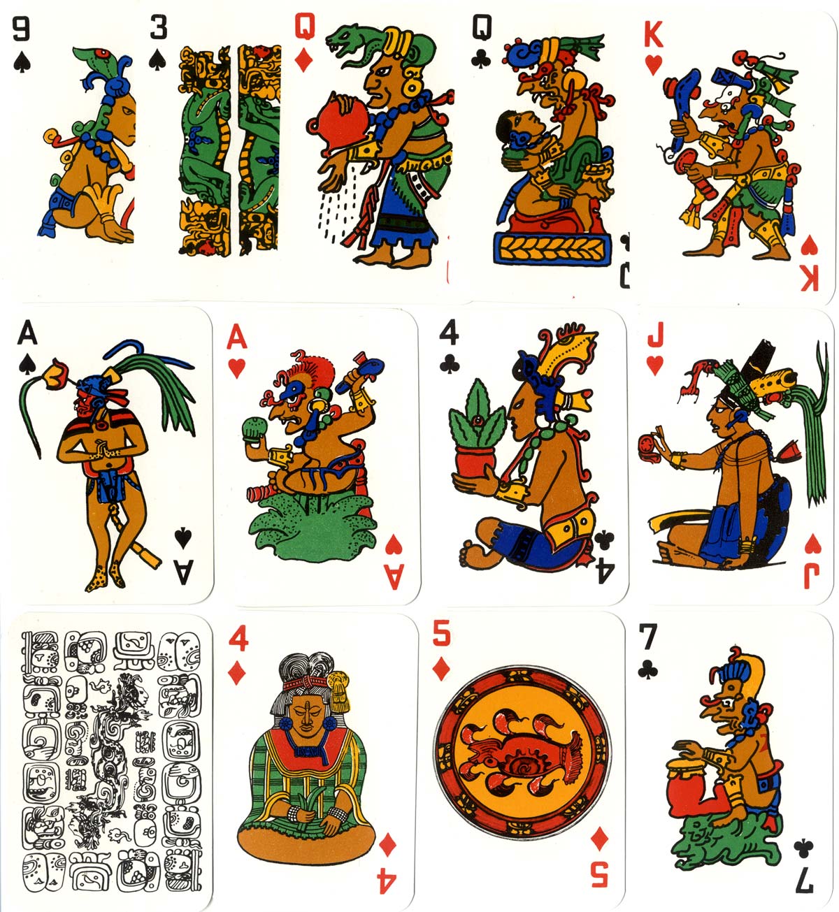 Mayan Mythology Playing-cards from Guatemala, printed by Litografía José Arimany Hijos