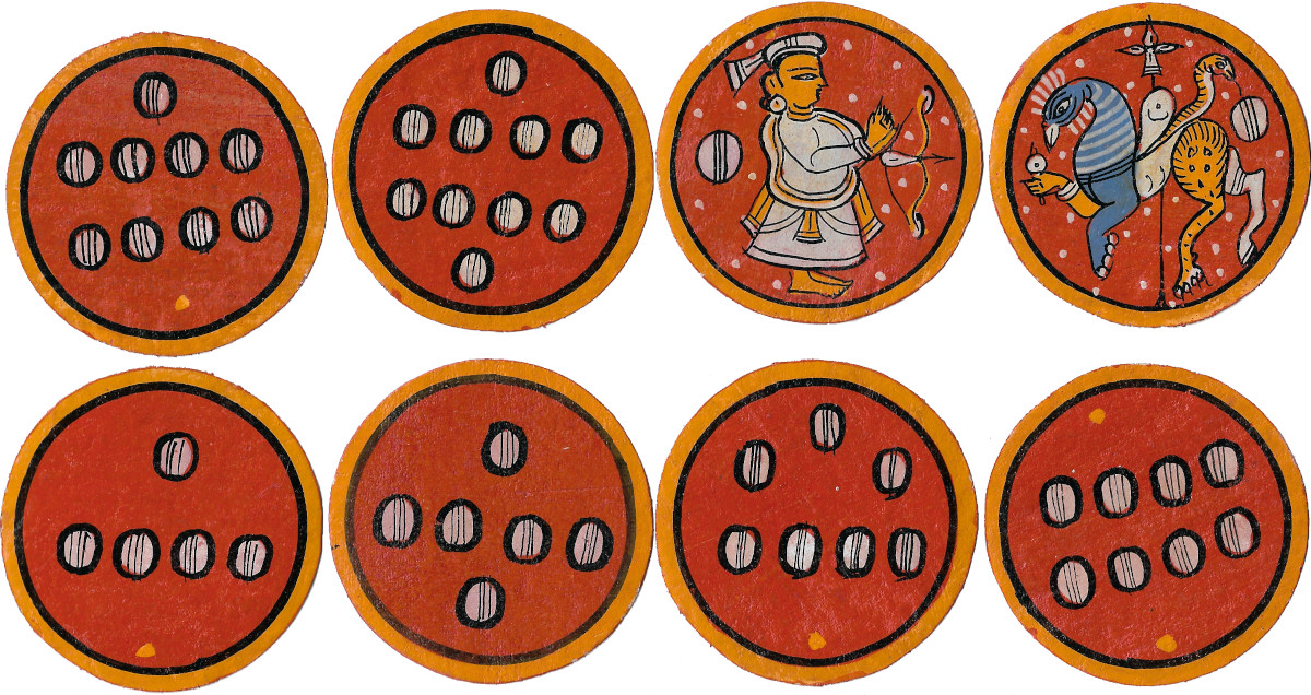 Nabagunjara Ganjifa hand-painted round cards made in India