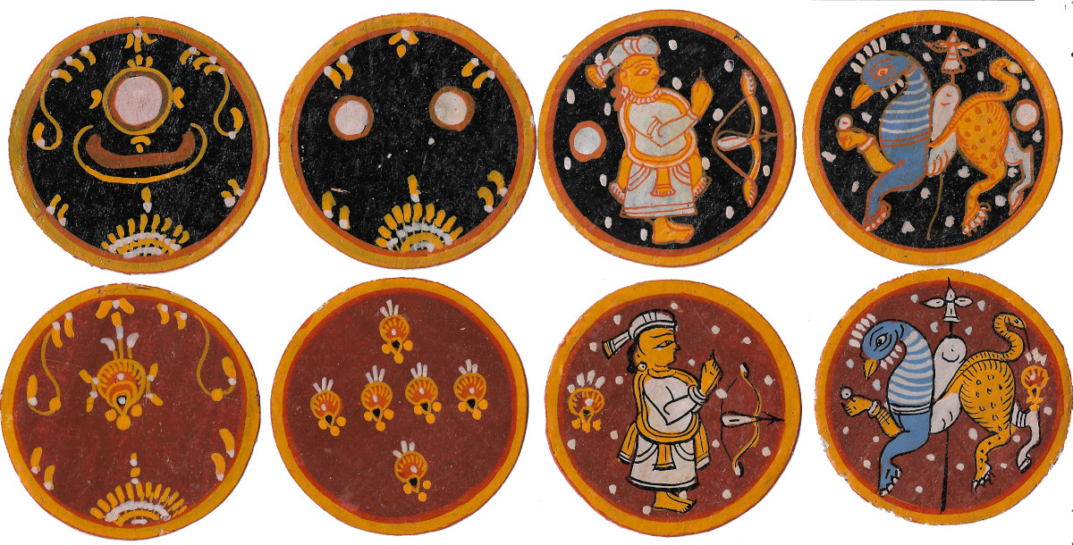 Nabagunjara Ganjifa hand-painted round cards made in India