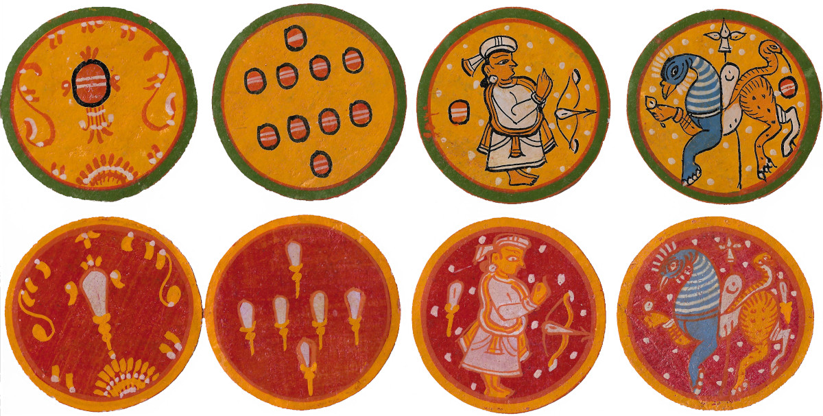 Nabagunjara Ganjifa hand-painted round cards made in India