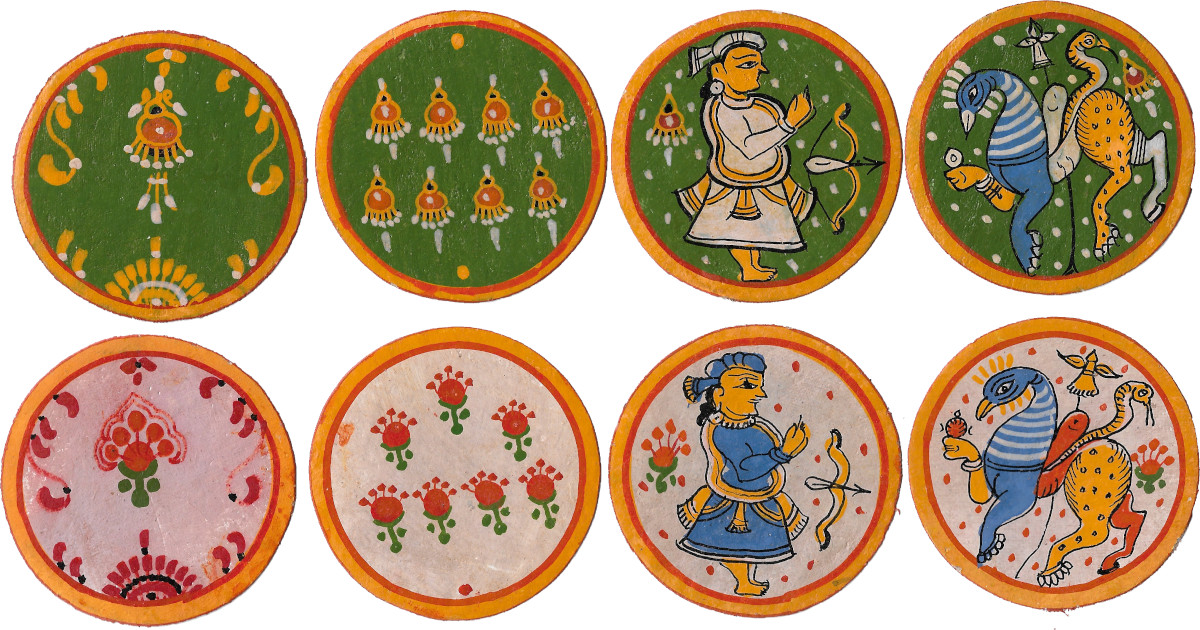 Nabagunjara Ganjifa hand-painted round cards made in India