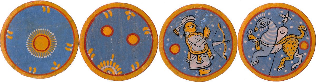 Nabagunjara Ganjifa hand-painted round cards made in India
