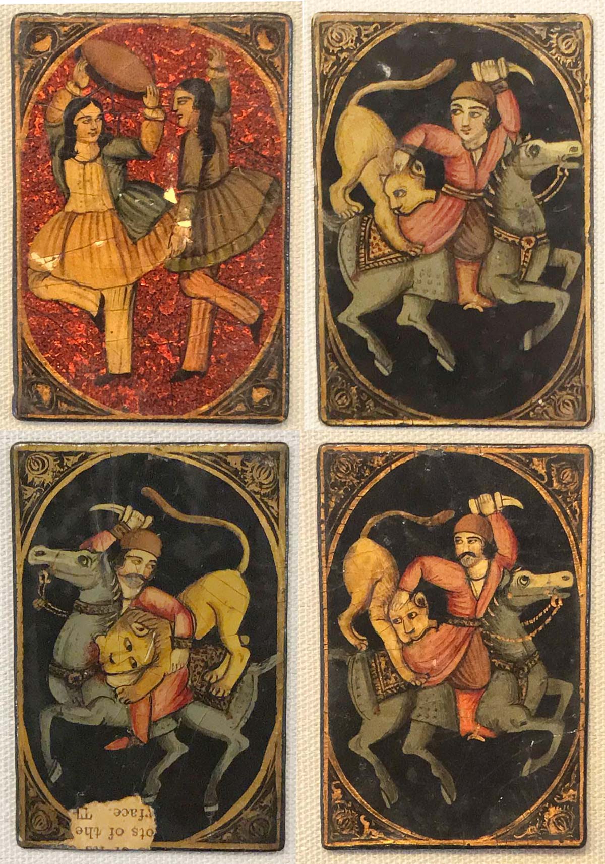 Qajar Dynasty playing cards, Iran, 19th century, lacquer on laminated paper Qajar Dynasty playing cards, Iran, 19th century, lacquer on laminated paper