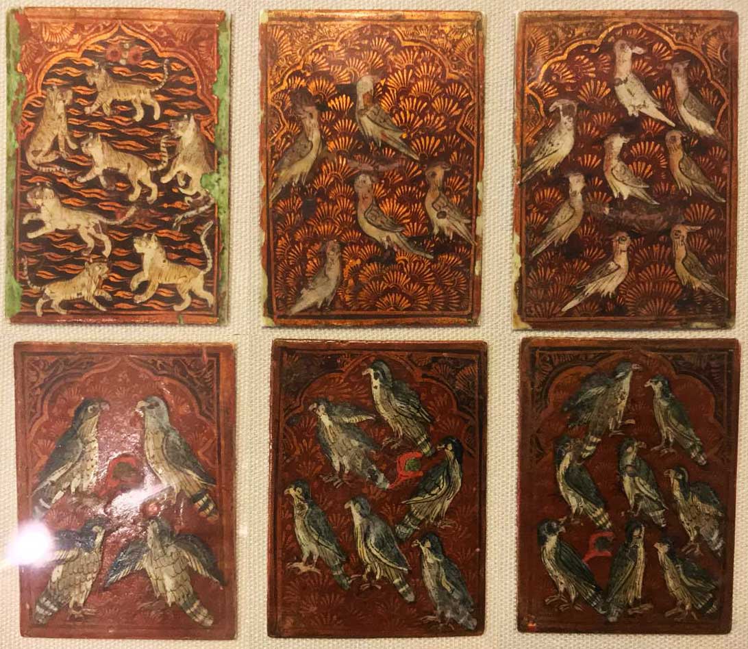 Qajar Dynasty playing cards, Iran, 19th century, lacquer on laminated paper Qajar Dynasty playing cards, Iran, 19th century, lacquer on laminated paper