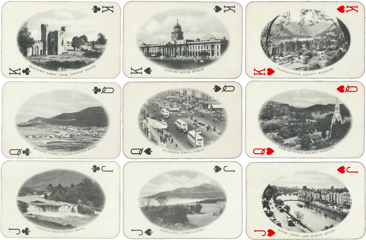 Selected views of Ireland Souvenir playing cards published by the Irish Tourist Board, F. H. Ltd, Dublin, later 1950s