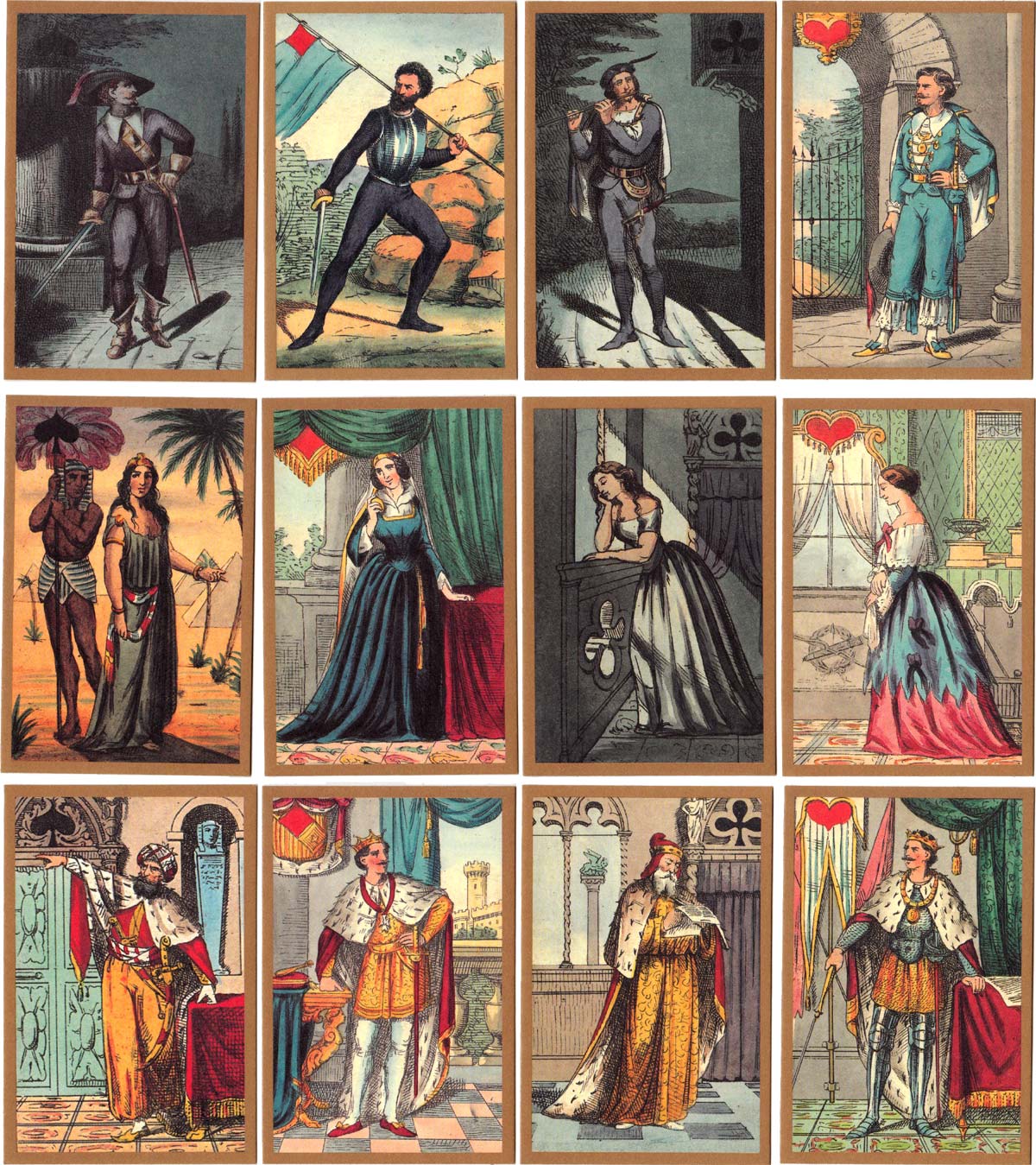 Transformation playing cards desgned by Adolfo Matarelli (1832-1877)