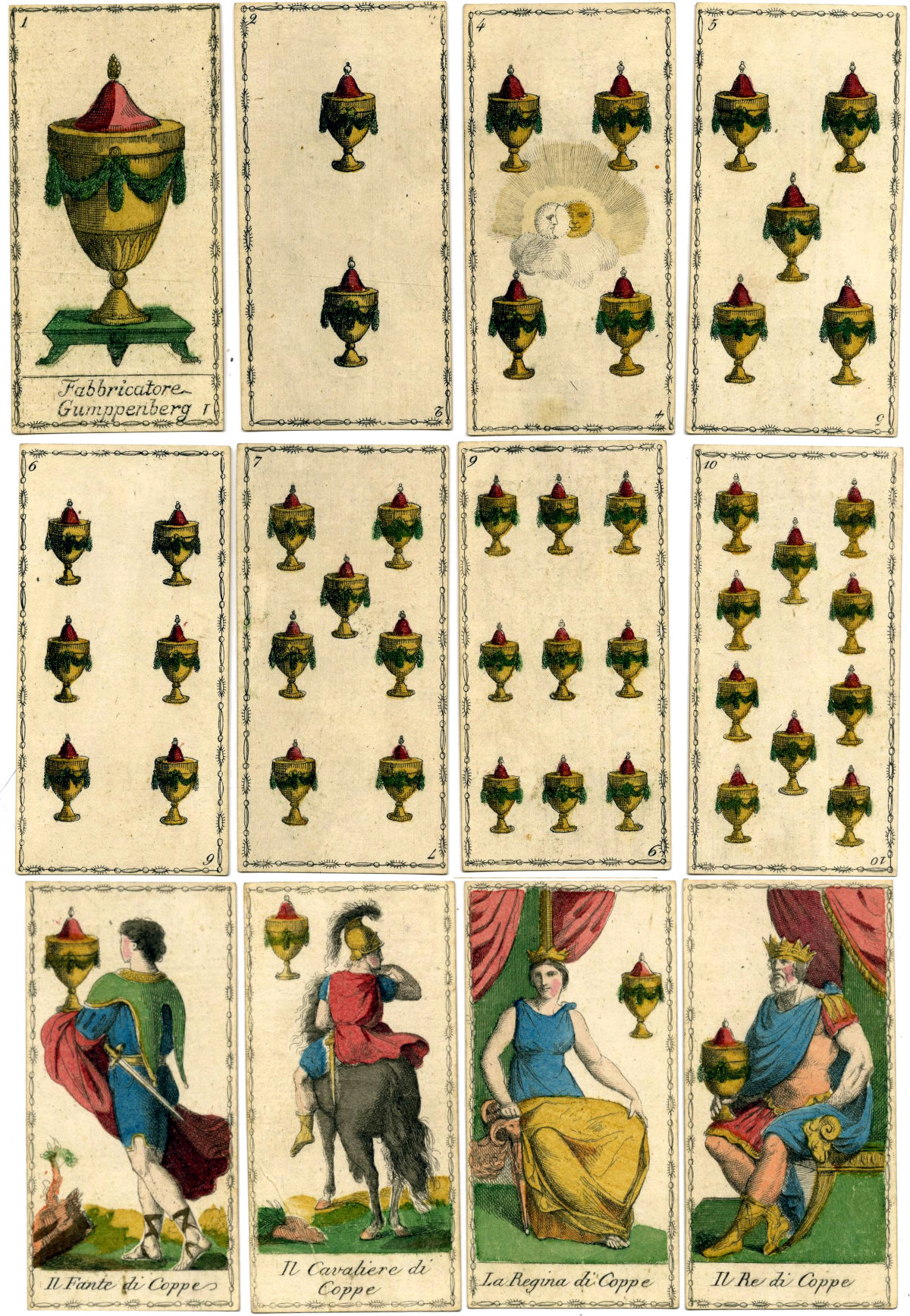 Neoclassical Empire-style Tarocchi cards by Ferdinando Gumppenberg, Milan, c.1810 © The Trustees of the British Museum