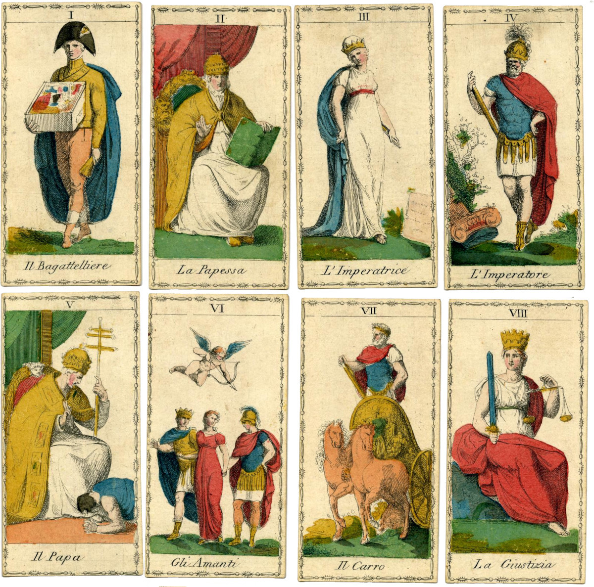 Neoclassical Empire-style Tarocchi cards by Ferdinando Gumppenberg, Milan, c.1810 © The Trustees of the British Museum