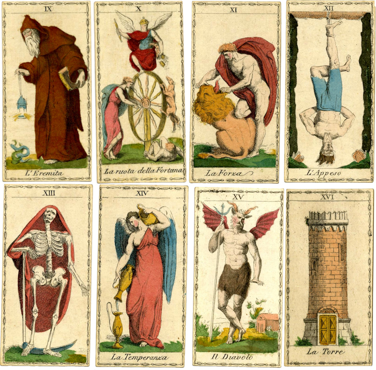 Neoclassical Empire-style Tarocchi cards by Ferdinando Gumppenberg, Milan, c.1810 © The Trustees of the British Museum