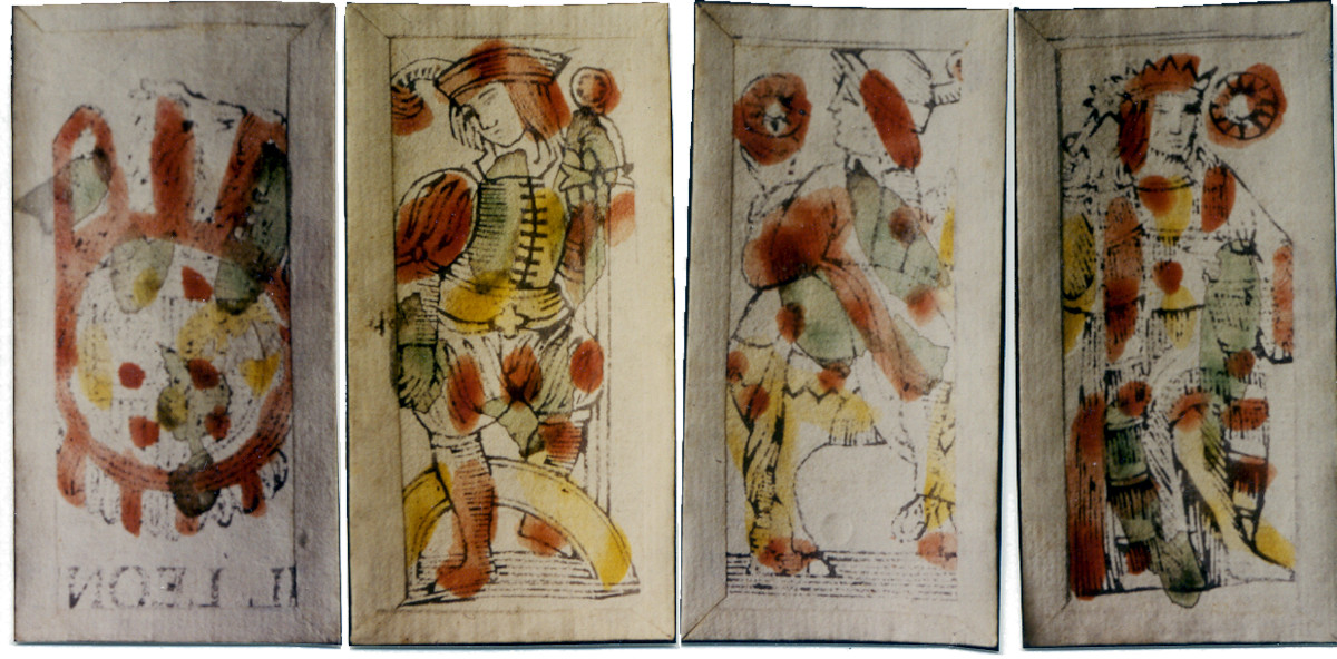 cards from a Sicilian IL LEON pack dating from the late seventeenth century by Antonio Monasta