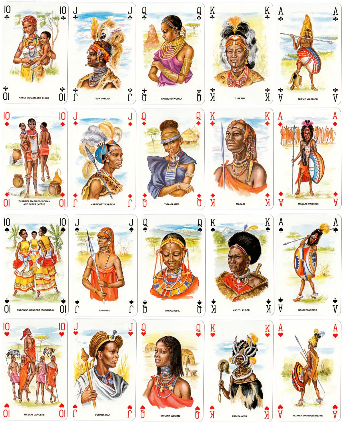 “Kenya Tribus” playing cards published by Sapra, Mount Kenya Sundries Ltd, Nairobi, 1991