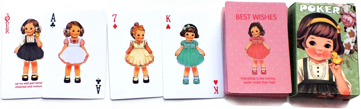 'Best Wishes Poker' miniature children's playing cards, anonymous manufacturer, Korea